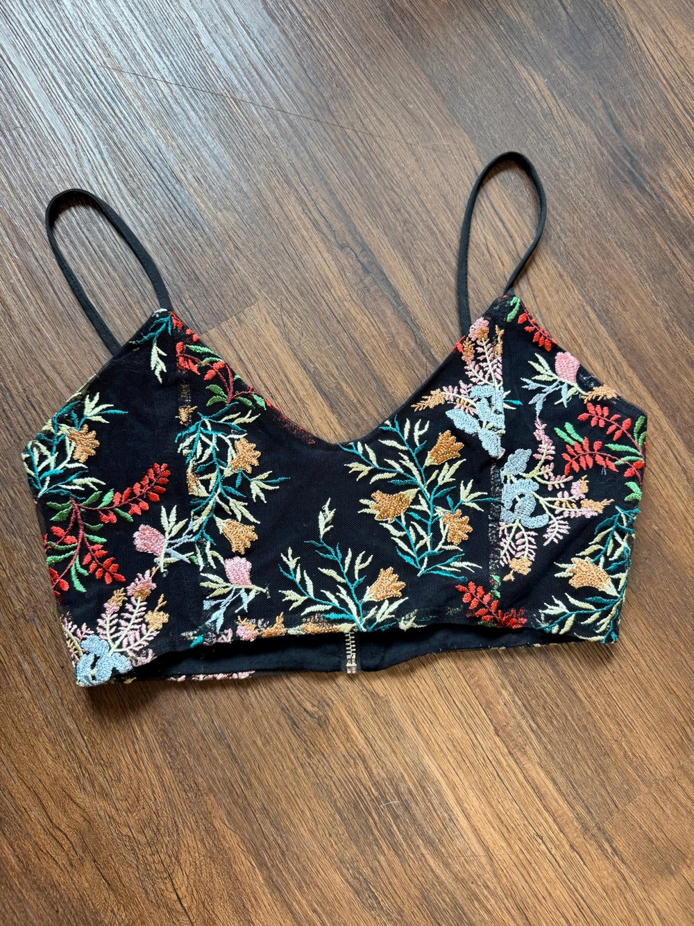 Urban Outfitters Black Floral Embroidered Camisole
